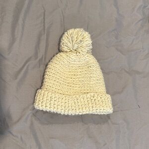 Cozy Cream Knit Pom-Pom Beanie for Kids